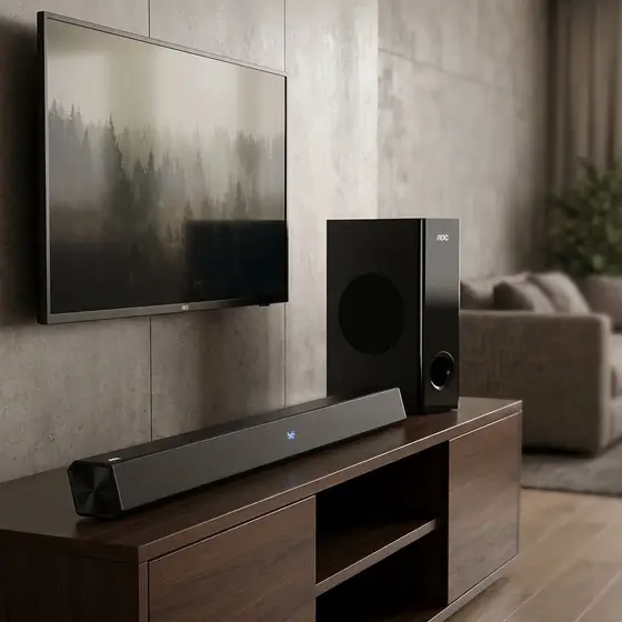 AOC ACS3410 Soundbar 2.1 Canais Home Theater - 3D Surround 360°, 85W, Subwoofer Incluso + (imagem ilustrativa)