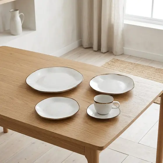 Aparelho de Jantar e Chá Ryo Maresia 20 Peças, Off White e Marrom Oxford (imagem ilustrativa)