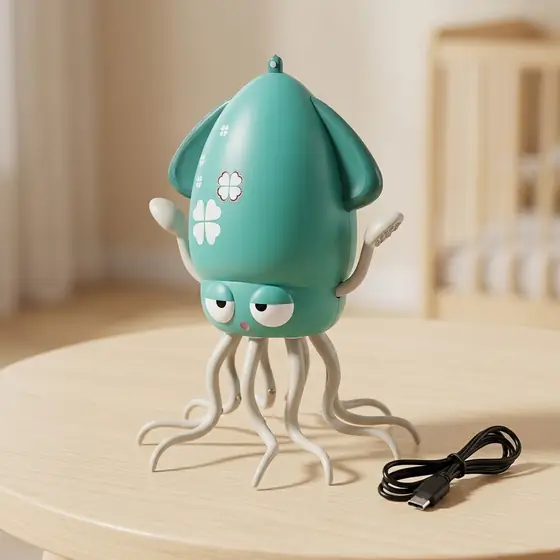 Brinquedo Interativo Lula Polvo Elétrico Dançante com Luzes, Música e Cabo USB – Divertido e (imagem ilustrativa)