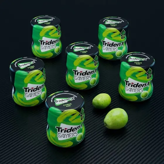 Chiclete Trident X Gamers Citrus Mix - Caixa com 6 unid de 48,3g (imagem ilustrativa)