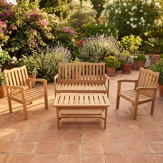 Conjunto Jardim Madeira Eucalipto 4 Peças Yescasa Mesa Centro (imagem ilustrativa)