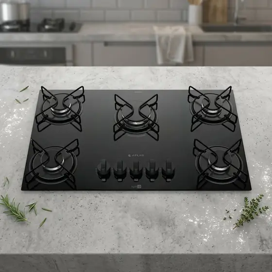 Cooktop 5 Bocas a Gás Atlas Agile Up Mega Chama Preto (imagem ilustrativa)