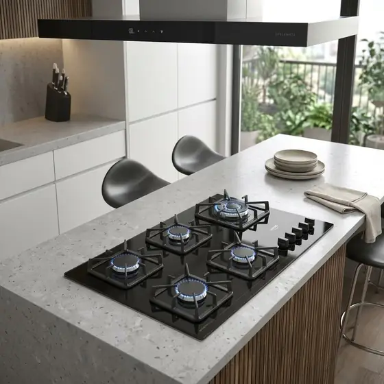 Cooktop 5 Bocas Dako Diplomata com Mesa De Vidro e Tripla Chama e Acendimento Automático A Gás (imagem ilustrativa)