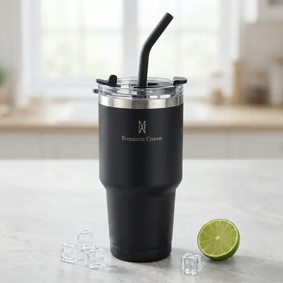 Copo Térmico 600ml Inox Anti-vazamento para Café, Chá e Bebidas, Preto (imagem ilustrativa)