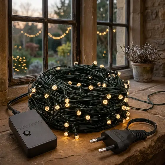Cordão 200 Leds Pisca 20 Metros 8 Funções V8 Natal Fio Verde (imagem ilustrativa)