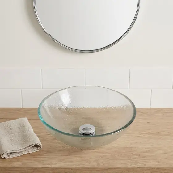 Cuba Pia De Apoio Sobrepor Vidro Redonda 30 cm Transparente Banheiro Lavabo Beltempo Bt-4030 (imagem ilustrativa)