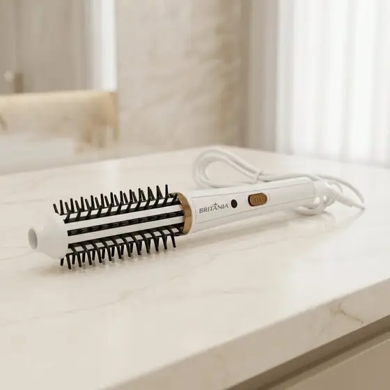 Escova Modeladora Britânia 2 em 1 Branca Antiaderente 60W BEC04 Bivolt (imagem ilustrativa)
