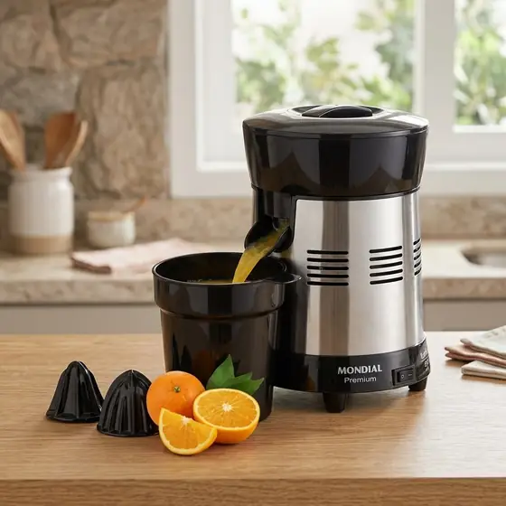 Extrator de Sucos E-10 Turbo Premium Com Potência De 250W Cor Preto e Inox Mondial (imagem ilustrativa)