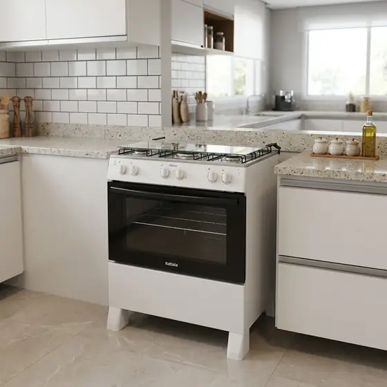 Fogão 5 Bocas a Gás Itatiaia Star com Acendimento Automático e Forno 88L Branco Bivolt (imagem ilustrativa)