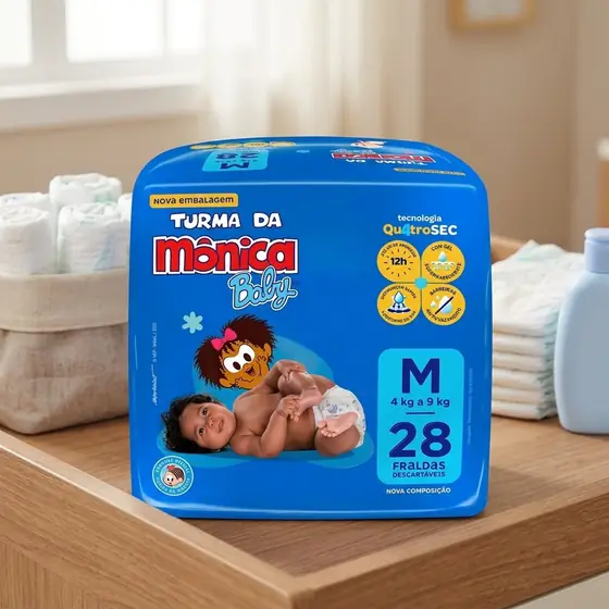 Fralda Turma da Mônica Baby Jumbo M 28 Unidades (imagem ilustrativa)