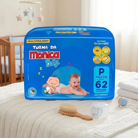 Fralda Turma da Mônica Baby Mega P 62 Unidades (imagem ilustrativa)