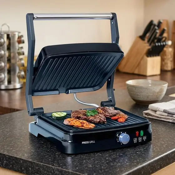 Grill Elétrico Mallory Asteria – Multifuncional, Placas Antiaderentes, 180º de Abertura (imagem ilustrativa)
