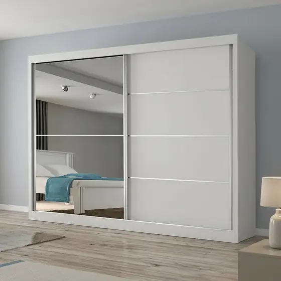 Guarda Roupas Casal 2 Portas Com Espelho 4 Gavetas Áustria Branco (imagem ilustrativa)