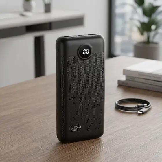 I2GO, Carregador Portátil (Power Bank) Ultra Rápido 20000mAh, Power Delivery 20W, 2 Saídas USB (imagem ilustrativa)