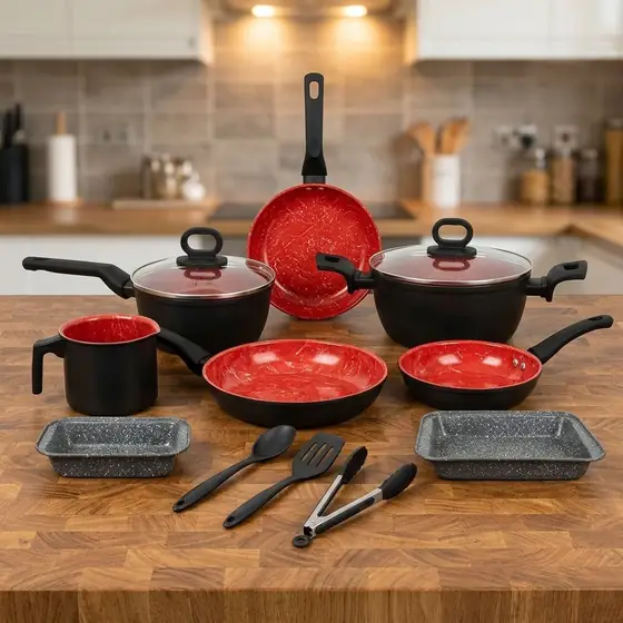 Jogo de Panelas BLACK DECKER 10 Peças Ceramic Line - Red Stone (imagem ilustrativa)