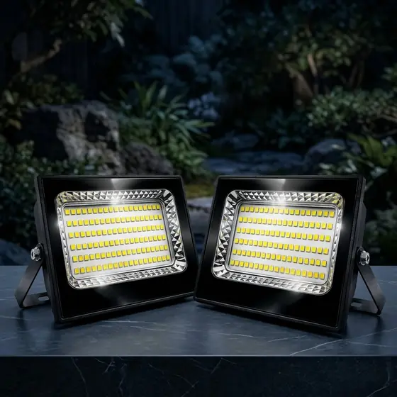 Kit 2 Refletor Super Led 400w Ip67 Holofote Bivolt Prova D'água Branco Frio 6500k Preto (imagem ilustrativa)