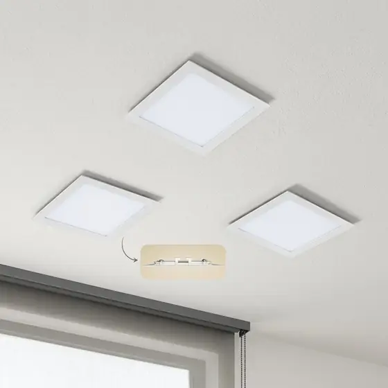 Kit 3 Painel Led Plafon Aluminio Embutir Quadrado 6500K Branco Frio 18w 22x22Cm (imagem ilustrativa)