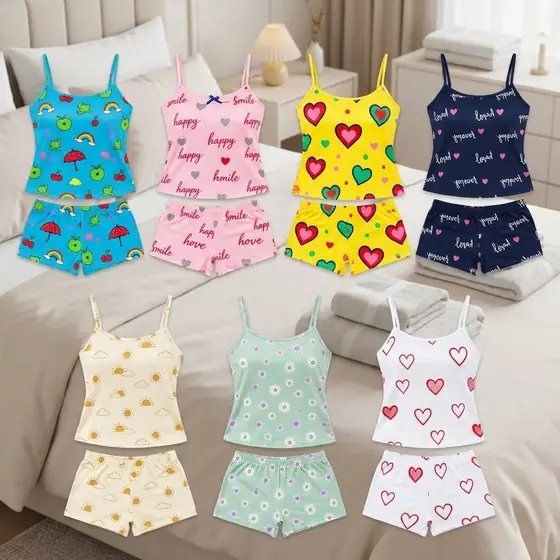 Kit 7 Pijamas Femininos Baby Doll Microfibra Dormir (imagem ilustrativa)