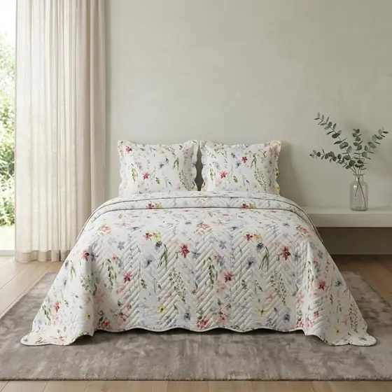 Kit Cobre Leito Colcha Casal Bouti Dupla Face Estampado 3pçs Cor Sicília Colcha Cobre Leito (imagem ilustrativa)