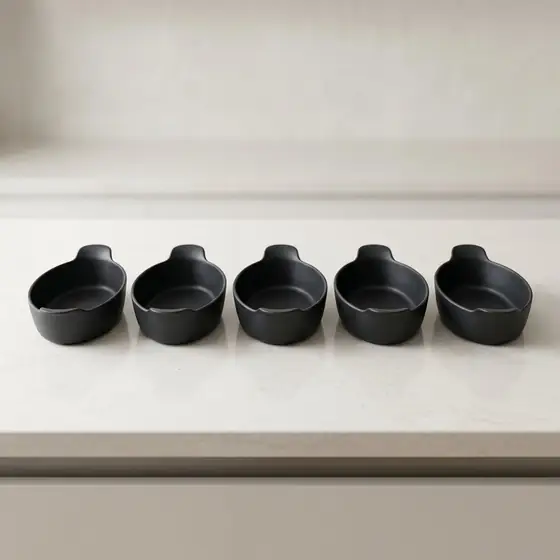 Kit com 5 Travessas Canoa de Plástico Preto 24 cm para Petisco (imagem ilustrativa)