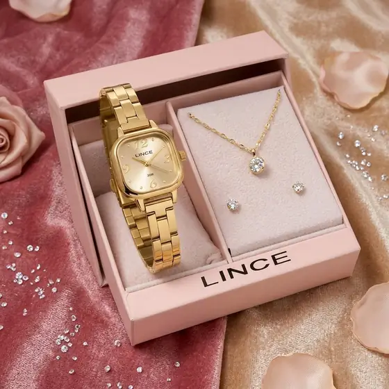 Kit Relógio Feminino Lince Com Colar E Brincos Lqgm084l23k0luc2kx (imagem ilustrativa)