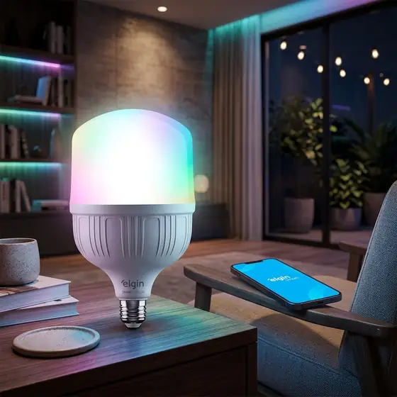 Lâmpada LED Smart Elgin 30W Compatível com Alexa e Google Home Bivolt Color RGB (imagem ilustrativa)