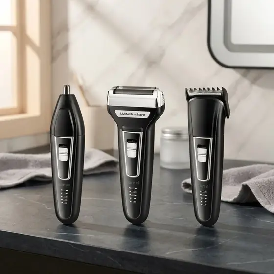 Máquina de Cortar Cabelo 3 em 1 Aparador de Pelos Nariz e Orelhas Kemei KM-6558 (imagem ilustrativa)