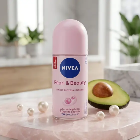 NIVEA Desodorante Antitranspirante Roll-on Pearl & Beauty 50ml, Proteção 72h, Previne (imagem ilustrativa)