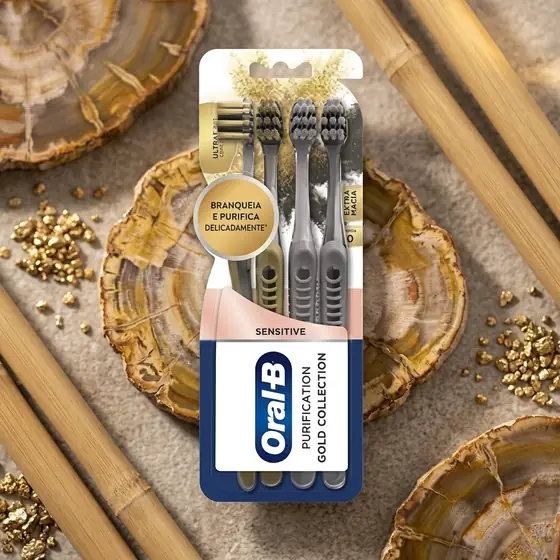 Oral-B Escova de Dente Sensitive Purification Gold Extra Macia 4 Unidades (imagem ilustrativa)