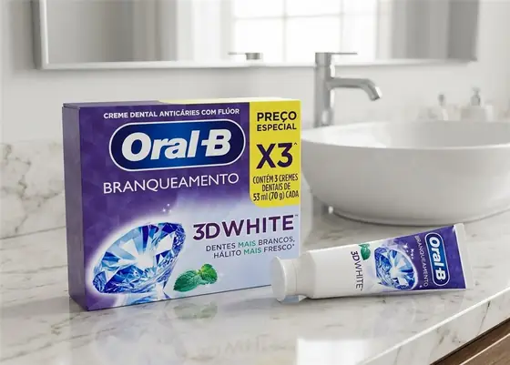 Oral-B Pasta de Dente 3D White Brilliant Fresh, 3 Unidades de 70 g (imagem ilustrativa)