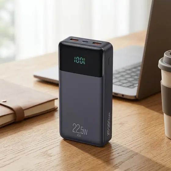 Power Bank Pro 20000mAH, Bateria Portátil Universal, Carga Rápida, Display Indicador, Entradas (imagem ilustrativa)
