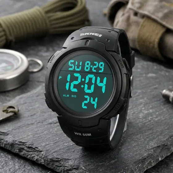 Relógio Masculino Skmei 1068 Á Prova D'água 50m Digital Esporte Shock Militar Preto (imagem ilustrativa)