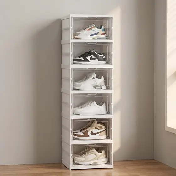 Sapateira Vertical Empilhável 6 Pares Organizador De Calçados Modular Branco Caixa de Tênis (imagem ilustrativa)