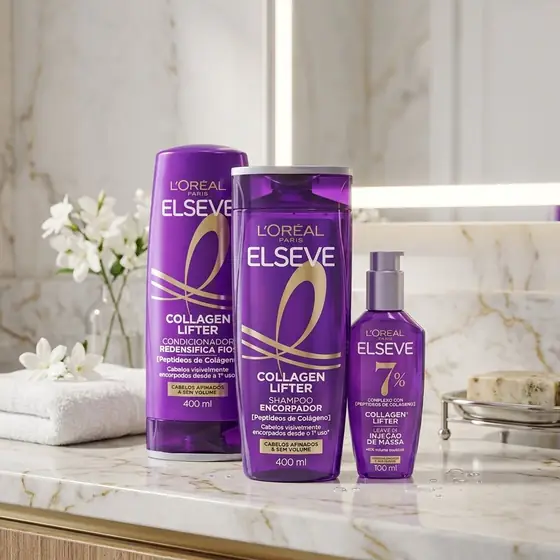 Shampoo Condicionador Sérum Elseve L'Oréal Colágeno 400ml+400ml+100ml (imagem ilustrativa)