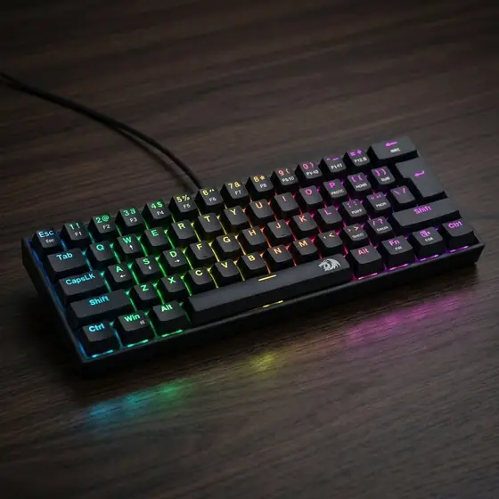 Teclado Mecânico Gamer Redragon Fizz RGB Preto Switch Azul Hotswap ABNT2 K617-RGB-B (imagem ilustrativa)