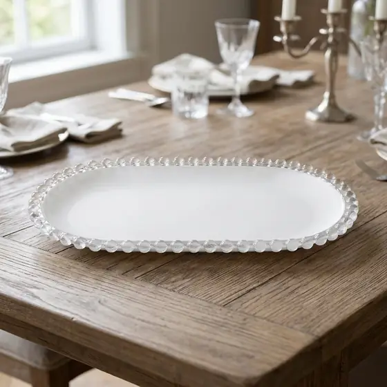 Travessa Bandeja De Cristal Wolff Pearl Bolinha 24cm 28386 (imagem ilustrativa)