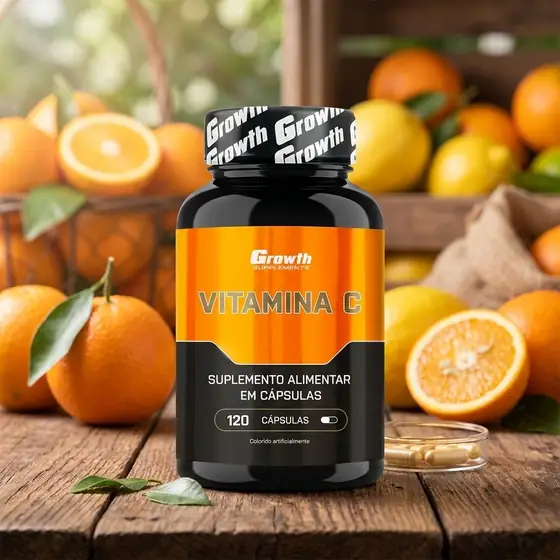 Vitamina C 120 Cápsulas Growth Supplements Natural (imagem ilustrativa)